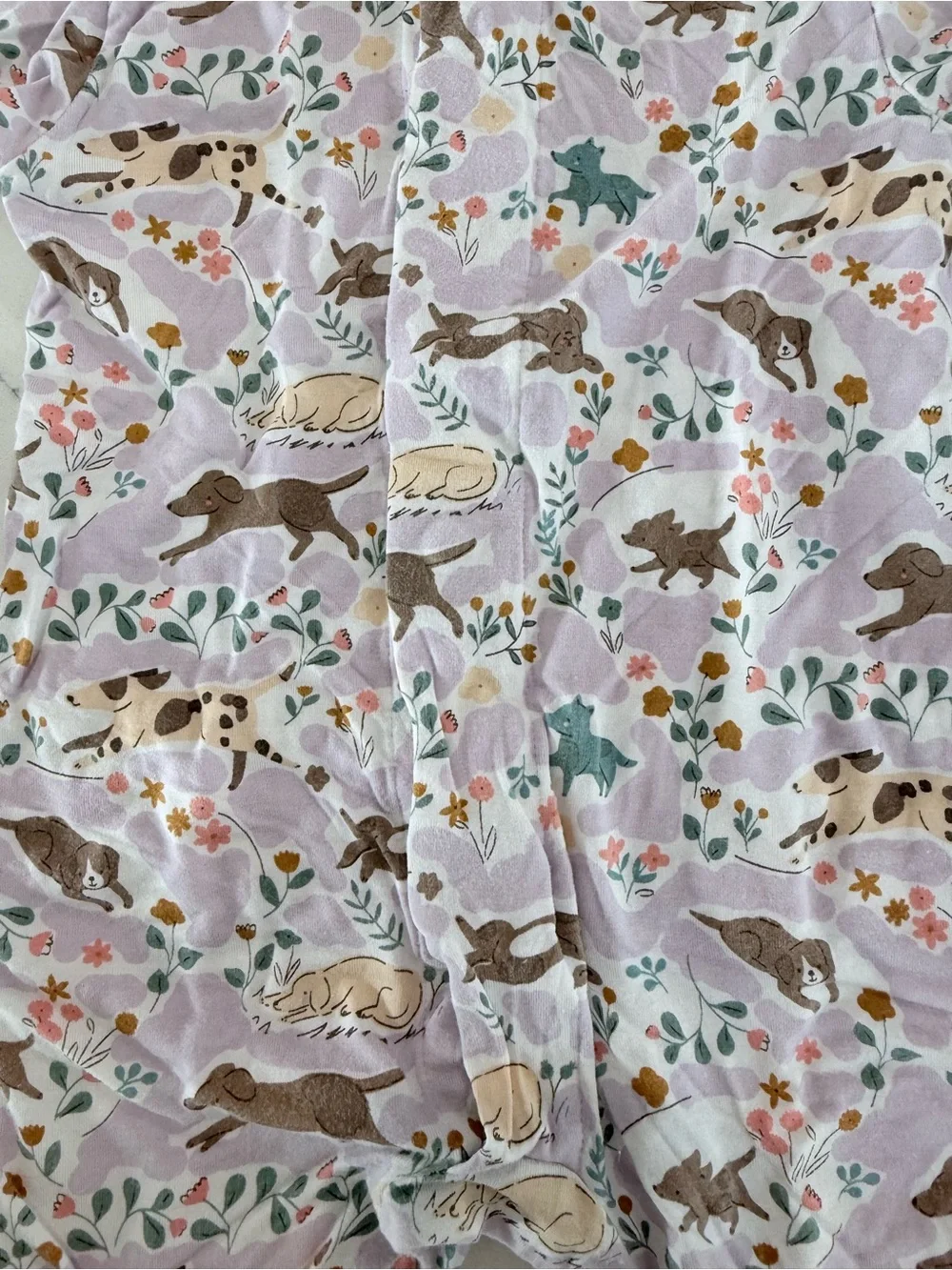 Magnetic Me Lavender Footed Pajamas with Dog & Floral Pattern